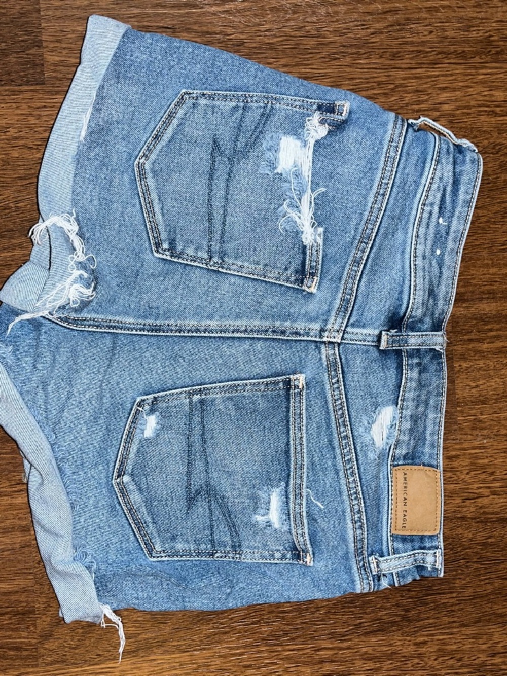 American Eagle Outfitters Distressed Blue Denim Jean Shorts - Picture 2 of 2